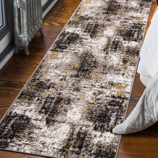 World Rug Gallery Adare Contemporary Abstract Runner Rug 2'x7' Yellow - 977YELLOW2X7