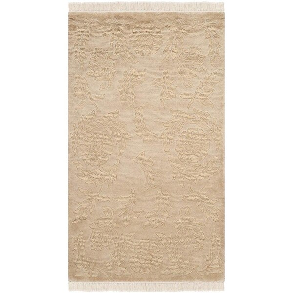 Safavieh Tibetan Hand Knotted Rectangle RugGreen & Gold 4 x 6 ft. - TB102D-4