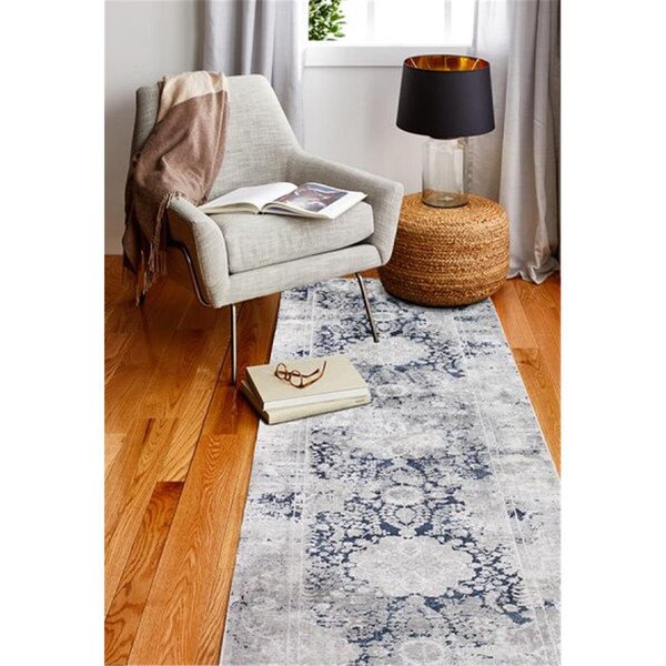 Bashian 2 ft. 6 in. x 8 ft. Capri Collection Contemporary Polyester Power Loom Area Rug Grey & Blue - C188-GYBL-2.6X8-CP102