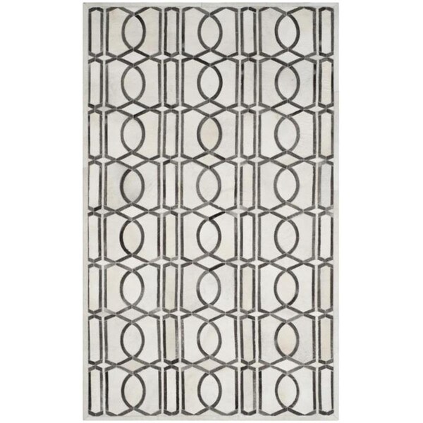 Flowers First 5 x 8 ft. Studio Leather Hand Woven Rug, Ivory & Grey - Medium Rectangle - FL1860218
