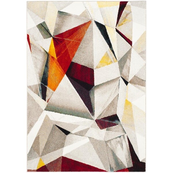 Flowers First 5 ft. 3 in. x 7 ft. 6 in. Porcello Power Loomed Area Rug, Light Grey & Orange - Medium Rectangle - FL1889470