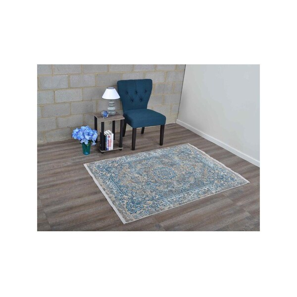 Jensendistributionservices 2 ft. x 3 ft. 10 in. Machine Woven Crossweave Polyester Oriental Rectangle Area Rug, Grey & Blue - MI1554691