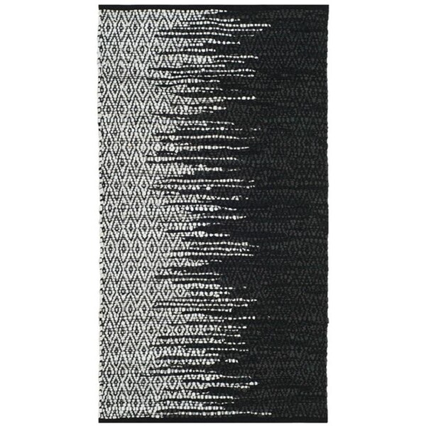 Flowers First 2 ft. 3 in. x 4 ft. Vintage Leather Hand Woven Area Rug, Light Grey & Black - Accent - FL1860224