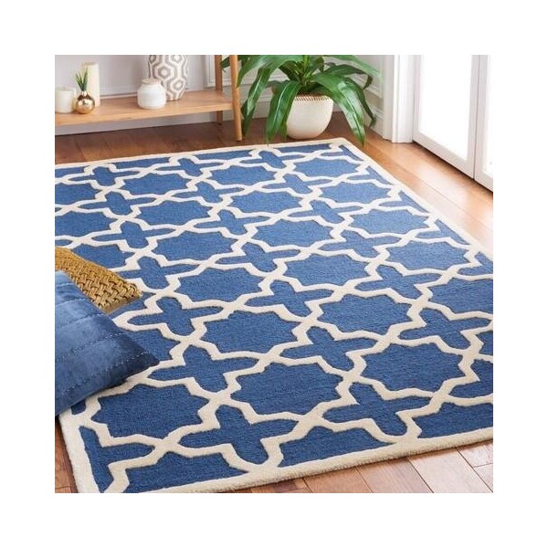 Safavieh Cambridge Hand Tufted Runner RugNavy Blue & Ivory 2 ft.-6 in. x 6 ft. - CAM125G-26