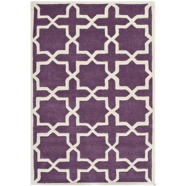 Safavieh Chatham Hand Tufted Small Rectangle Rug- Purple - Ivory- 4 x 6 ft. - CHT732F-4