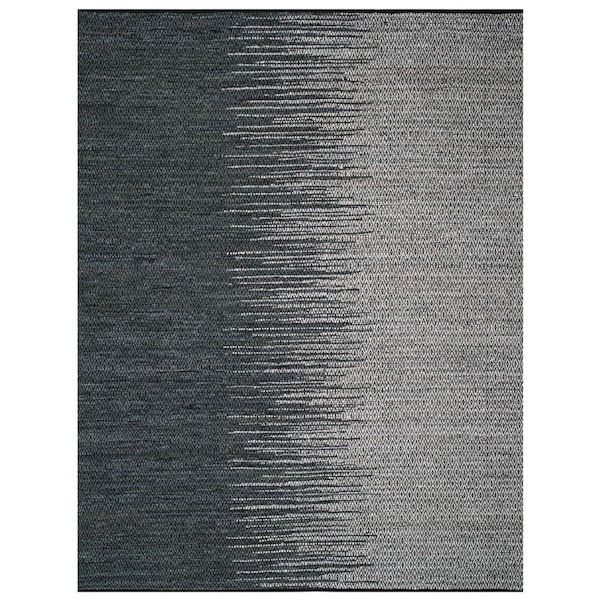 Flowers First 4 x 6 ft. Vintage Leather Hand Woven Area Rug, Light Grey & Charcoal - Small Rectangle - FL1860228