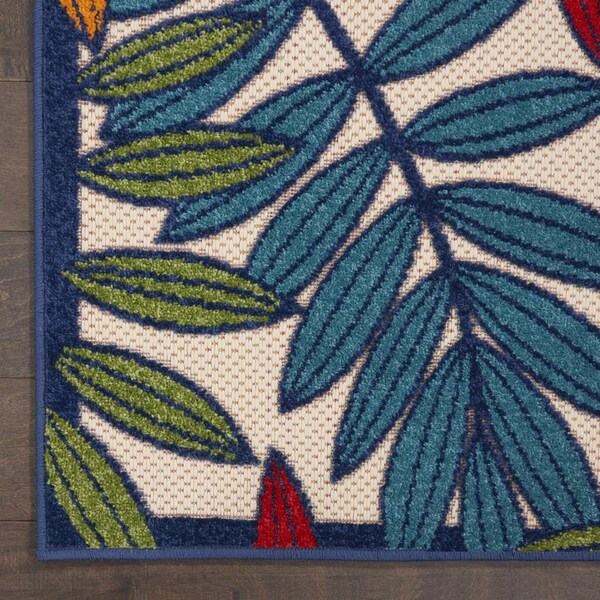 Homeroots 2 x 8 ft. Multi Color Leaves Indoor & Outdoor Runner Rug - 384939