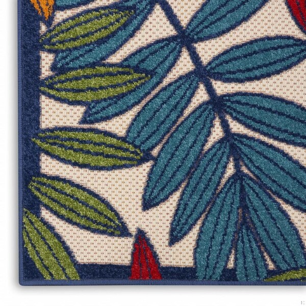 Homeroots 2 x 8 ft. Multi Color Leaves Indoor & Outdoor Runner Rug - 384939
