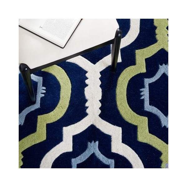 Safavieh Chatham Hand Tufted Round Rug- Dark Blue - Multi- 3 x 3 ft. - CHT747C-3R