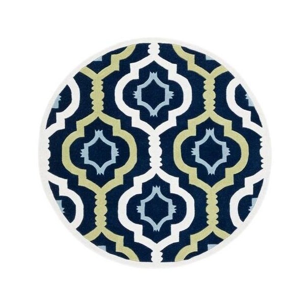 Safavieh Chatham Hand Tufted Round Rug- Dark Blue - Multi- 3 x 3 ft. - CHT747C-3R
