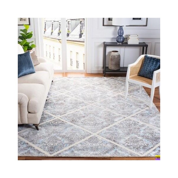 Safavieh 4 x 6 ft. Artistry 600 Contemporary Rectangle Area Rug, Ivory & Blue - ARR667M-4