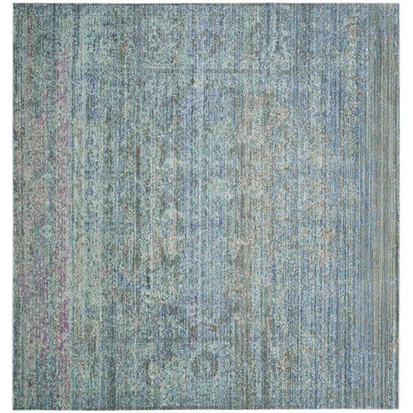 Flowers First 6 ft. 7 in. x 6 ft. 7 in. Square Mystique Power Loomed Area Rug, Blue & Multi Color - FL1892374