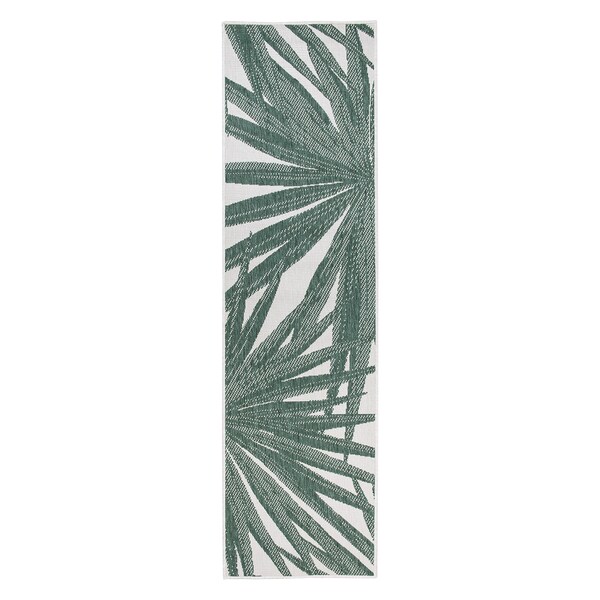World Rug Gallery Tropical Leaves Nature Inspired Indoor/Outdoor Runner Rug 2' x 7' Green - 4030GREEN2X7