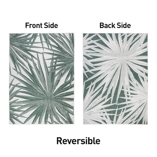 World Rug Gallery Tropical Leaves Nature Inspired Indoor/Outdoor Runner Rug 2' x 7' Green - 4030GREEN2X7