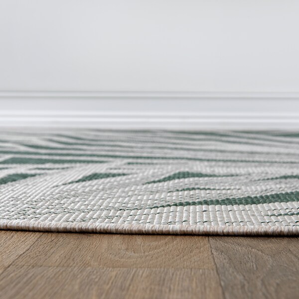 World Rug Gallery Tropical Leaves Nature Inspired Indoor/Outdoor Runner Rug 2' x 7' Green - 4030GREEN2X7