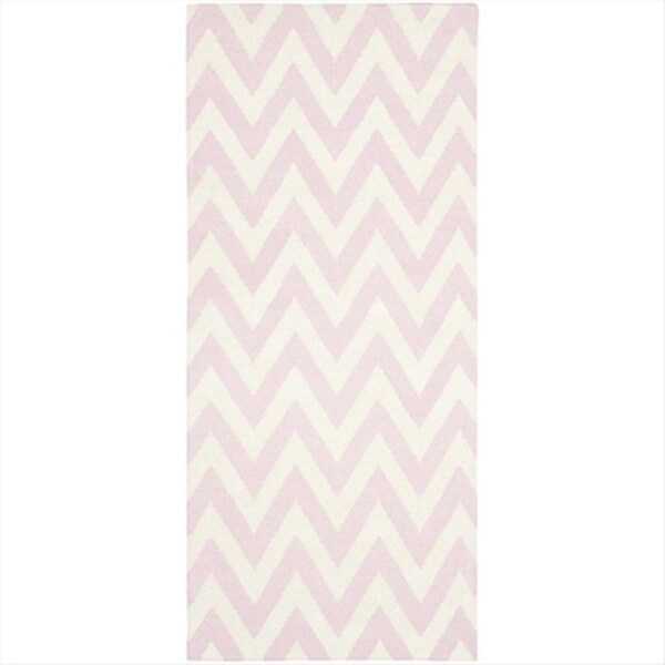 Safavieh 2 ft. -6 in. x 6 ft. Runner Contemporary Dhurries- Pink and Ivory- Flatweave Rug - DHU557P-26