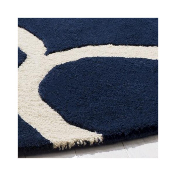 Safavieh 2 x 3 ft. Accent Cambridge Hand Tufted Rug, Dark Blue and Ivory - CAM730M-2