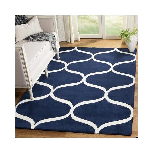 Safavieh 2 x 3 ft. Accent Cambridge Hand Tufted Rug, Dark Blue and Ivory - CAM730M-2