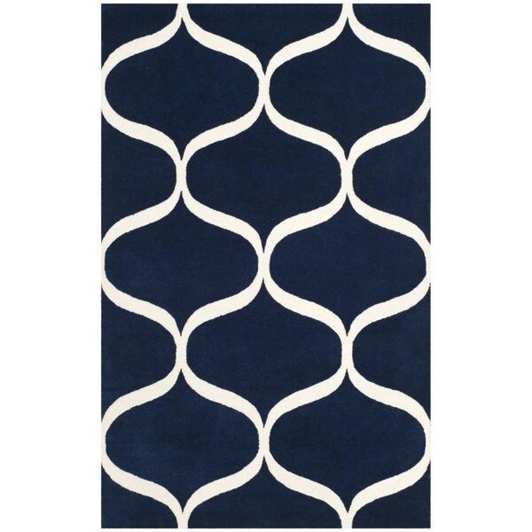 Safavieh 2 x 3 ft. Accent Cambridge Hand Tufted Rug, Dark Blue and Ivory - CAM730M-2