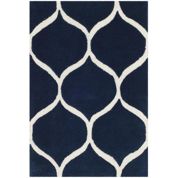 Safavieh 2 x 3 ft. Accent Cambridge Hand Tufted Rug, Dark Blue and Ivory - CAM730M-2