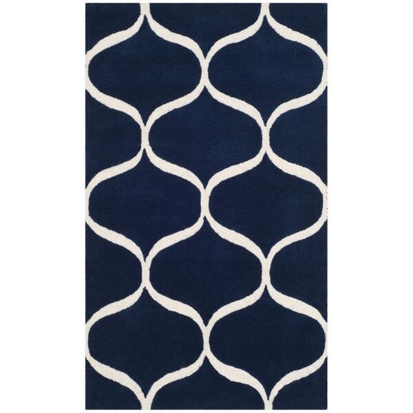 Safavieh 2 x 3 ft. Accent Cambridge Hand Tufted Rug, Dark Blue and Ivory - CAM730M-2