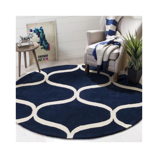 Safavieh 2 x 3 ft. Accent Cambridge Hand Tufted Rug, Dark Blue and Ivory - CAM730M-2