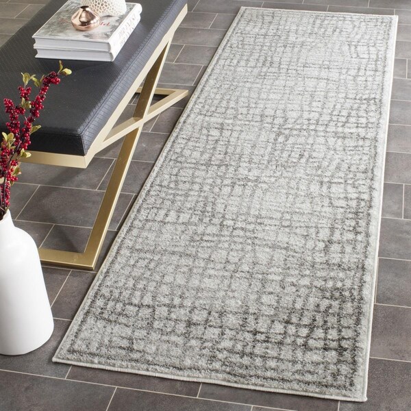 Safavieh Adirondack Power Loomed Runner Rugs, Silver and Ivory - 2 ft.-6 in. x 12 ft. - ADR103B-212