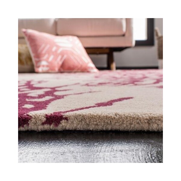 Safavieh 4 x 6 ft. Bella Hand Tufted Small Rectangle Area RugBeige & Purple - BEL115A-4