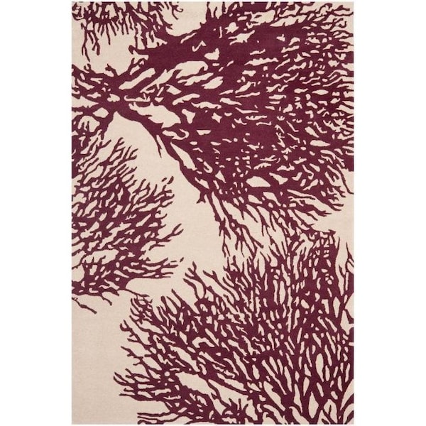 Safavieh 4 x 6 ft. Bella Hand Tufted Small Rectangle Area RugBeige & Purple - BEL115A-4