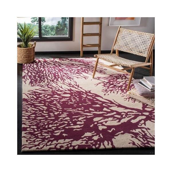 Safavieh 4 x 6 ft. Bella Hand Tufted Small Rectangle Area RugBeige & Purple - BEL115A-4
