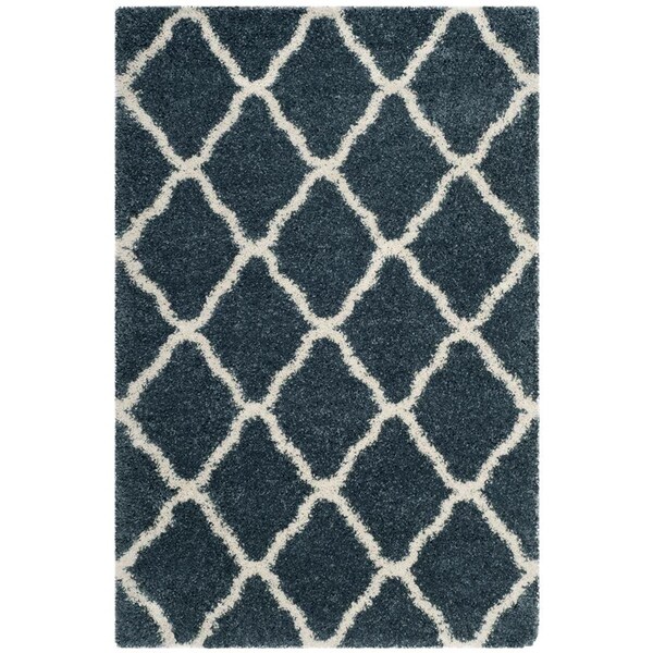 Safavieh 4 x 6 ft. Hudson Shag Power Loomed RugSlate Blue & Ivory Small Rectangle - SGH283L-4