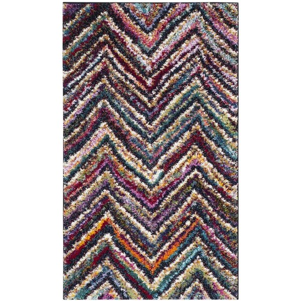 Flowers First 3 x 5 ft. Fiesta Shag Power Loomed Rug, Multi Color - Small Rectangle - FL1860171