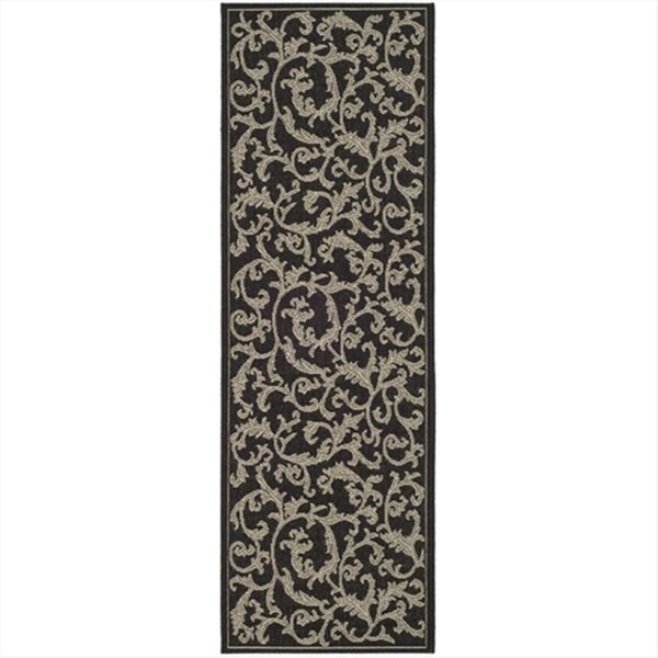 Safavieh 2 Ft. - 4 In. X 6 Ft. - 7 In. Runner- Indoor - Outdoor Courtyard Black And Sand Machine Made Rug - CY2653-3908-27