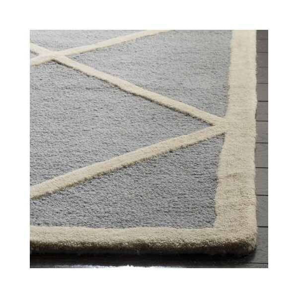 Safavieh Cambridge Hand Tufted Square Rug- Silver - Ivory- 8 x 8 ft. - CAM136D-8SQ