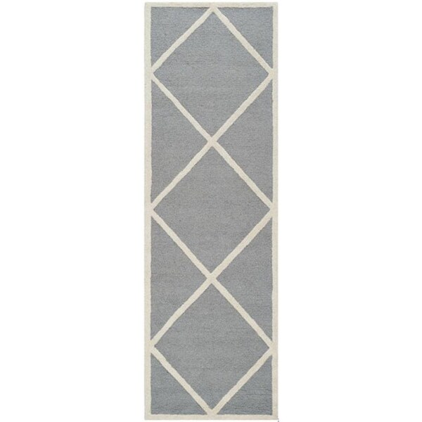 Safavieh Cambridge Hand Tufted Square Rug- Silver - Ivory- 8 x 8 ft. - CAM136D-8SQ