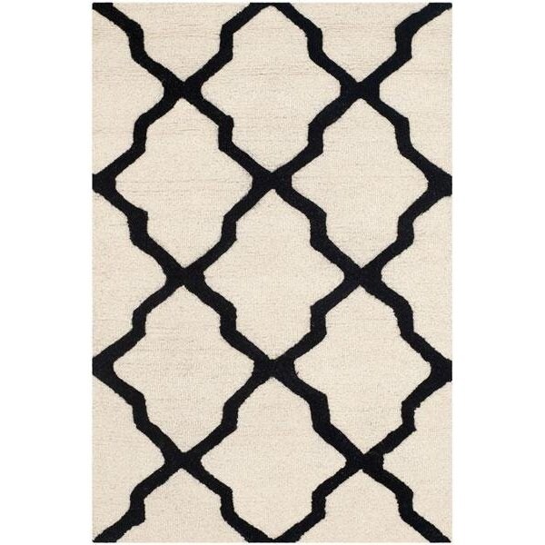 Safavieh Cambridge Hand Tufted Runner Rug- Ivory - Black- 2 ft. 6 in. x 4 ft. - CAM121W-24