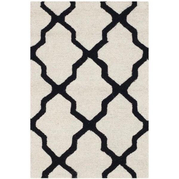 Safavieh Cambridge Hand Tufted Runner Rug- Ivory - Black- 2 ft. 6 in. x 4 ft. - CAM121W-24