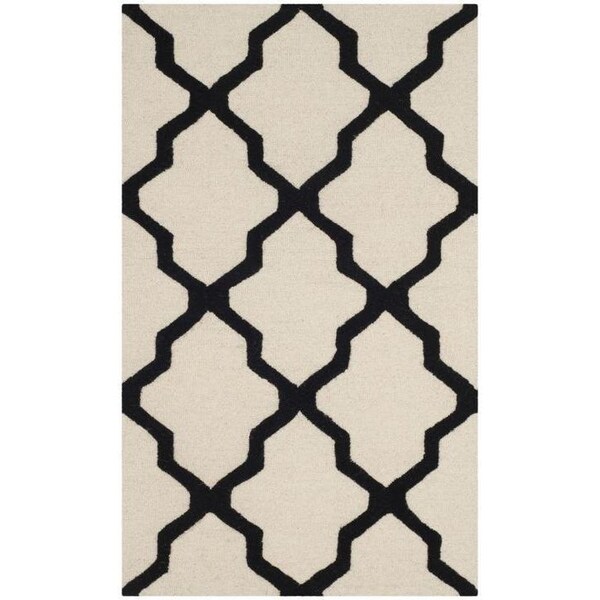 Safavieh Cambridge Hand Tufted Runner Rug- Ivory - Black- 2 ft. 6 in. x 4 ft. - CAM121W-24