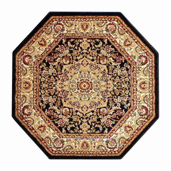 Flash Furniture Black 4 x 4 Traditional Persian Style Area Rug - NR-RG2816-44-BK-GG