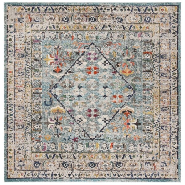 Safavieh 3 x 3 ft. Monaco Power Loomed Square Area Rug Blue & Light Grey - MNC255M-3SQ