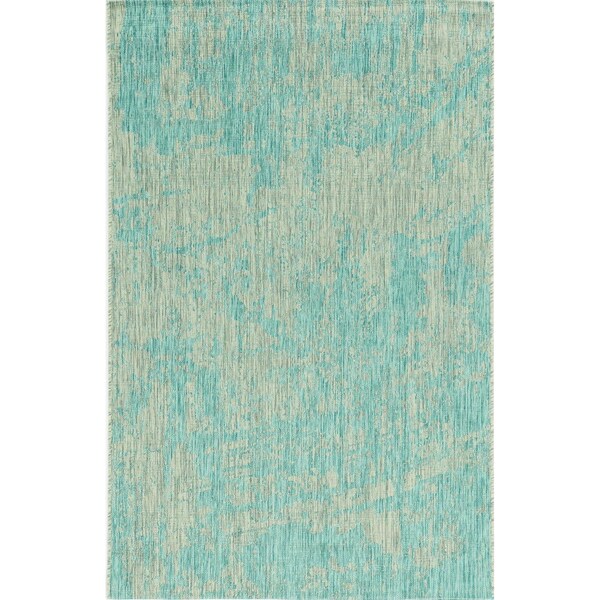 Homeroots 47 x 31 in. Teal Polypropylene Rug - 375213