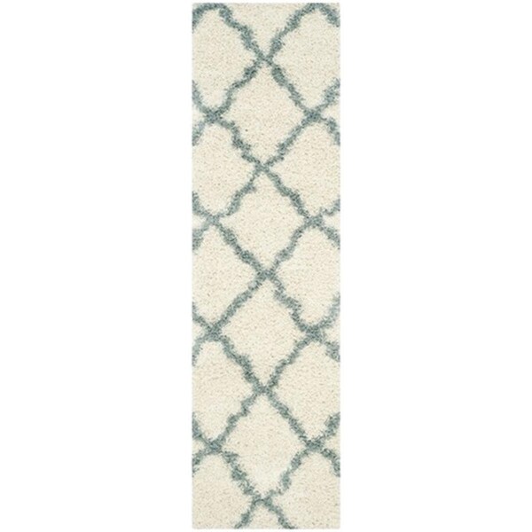 Safavieh Dallas Shag Power Loomed Rectangle Rug- Ivory - Light Blue- 2 ft. 3 in. x 8 ft. - SGD257J-28