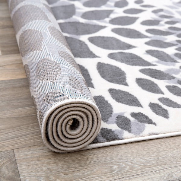 World Rug Gallery Modern Floral Circles Design 6'6'' Round Gray Area Rug - 9099GRAY6RND