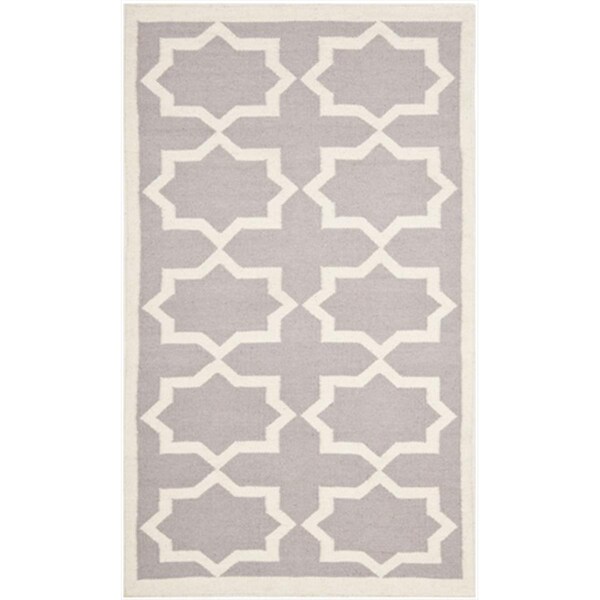 Safavieh 3 Ft. X 5 Ft. Small Rectangle Contemporary Dhurries- Grey And Ivory- Flatweave Rug - DHU549G-3
