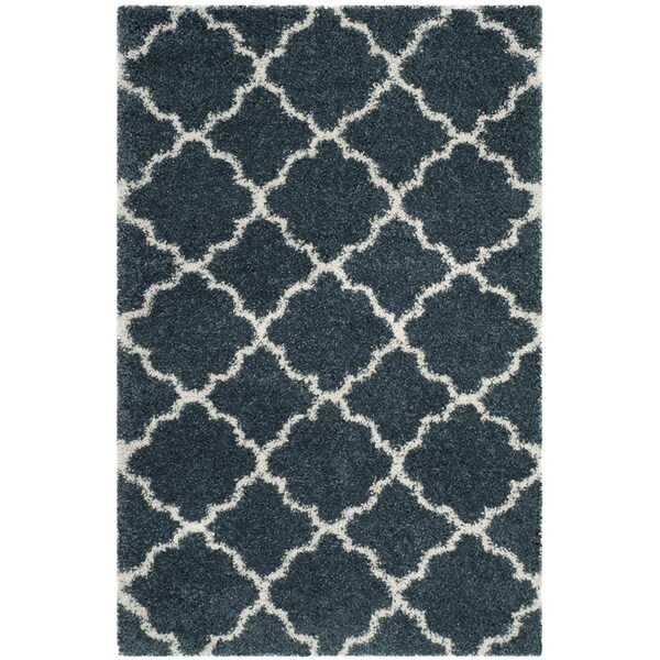 Flowers First 5 ft. 1 in. x 7 ft. 6 in. Hudson Shag Power Loomed Rug, Slate Blue & Ivory - Medium Rectangle - FL1889484