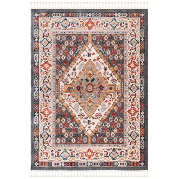 Safavieh 3 x 5 ft. Farmhouse 800 Power Loomed Rectangle RugCharcoal & Ivory - FMH812H-3