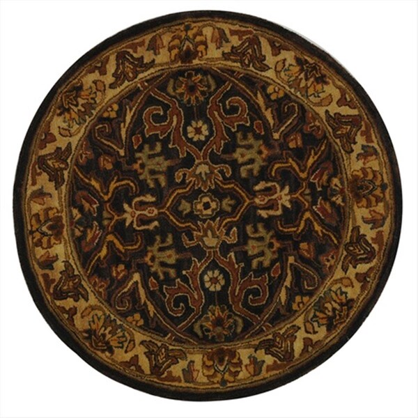 Safavieh 3 ft. - 6 in. x 3 ft. - 6 in. Round- Traditional Heritage Charcoal And Beige Hand Tufted Rug - HG644A-4R
