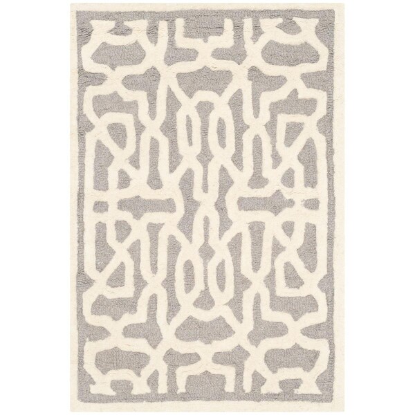 Safavieh Cambridge Hand Tufted Accent Rugs, Silver and Ivory - 2 x 3 ft. - CAM570D-2