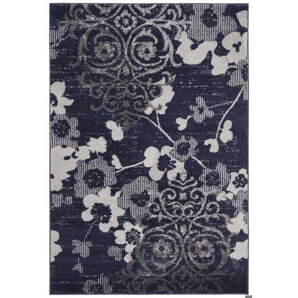 Safavieh Adirondack Oriental Rectangle Machine-Made RugsNavy & Silver 4 x 6 ft. - ADR114N-4