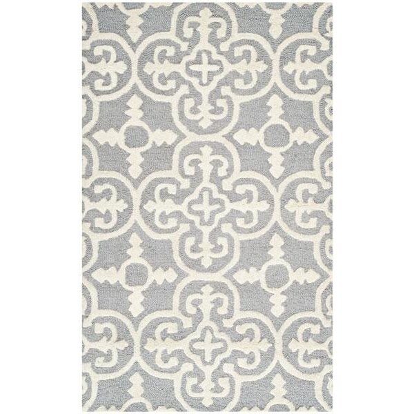 Safavieh Cambridge Hand Tufted Rectangle RugSilver & Ivory 3 x 5 ft. - CAM133D-3
